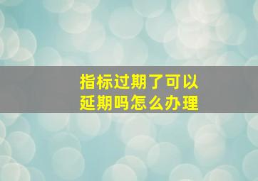 指标过期了可以延期吗怎么办理