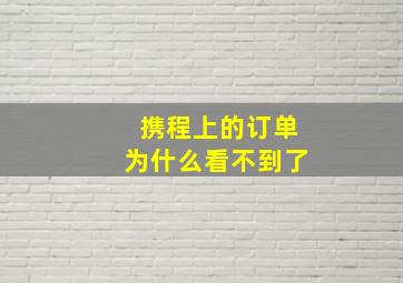 携程上的订单为什么看不到了