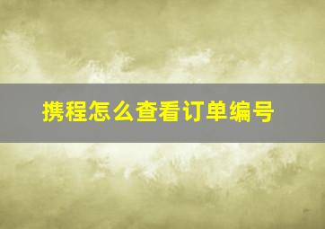 携程怎么查看订单编号