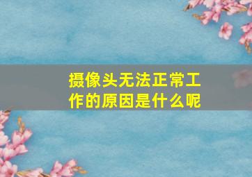 摄像头无法正常工作的原因是什么呢