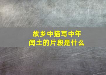 故乡中描写中年闰土的片段是什么