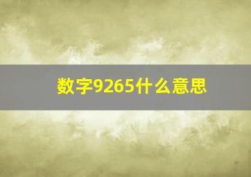 数字9265什么意思