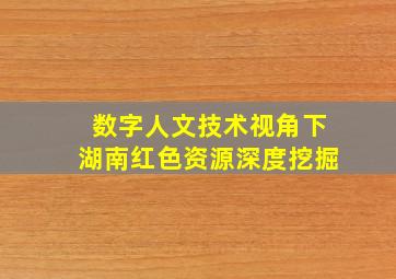 数字人文技术视角下湖南红色资源深度挖掘