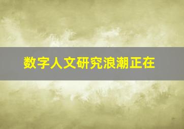 数字人文研究浪潮正在