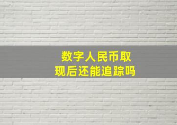 数字人民币取现后还能追踪吗