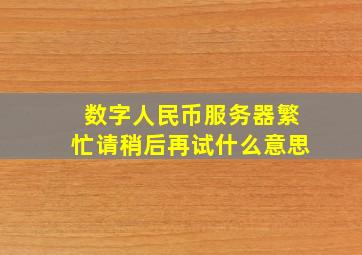 数字人民币服务器繁忙请稍后再试什么意思