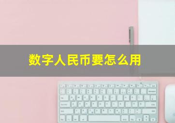 数字人民币要怎么用