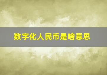 数字化人民币是啥意思