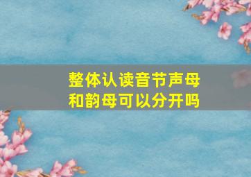 整体认读音节声母和韵母可以分开吗