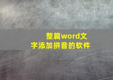 整篇word文字添加拼音的软件