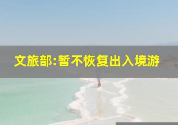 文旅部:暂不恢复出入境游