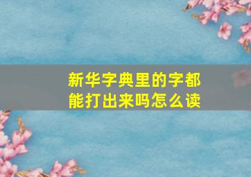 新华字典里的字都能打出来吗怎么读