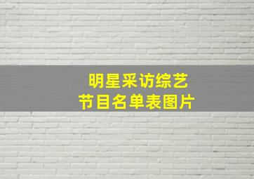 明星采访综艺节目名单表图片