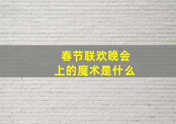 春节联欢晚会上的魔术是什么