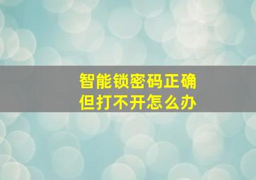 智能锁密码正确但打不开怎么办