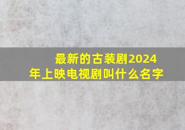 最新的古装剧2024年上映电视剧叫什么名字