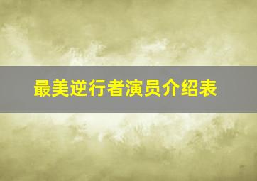 最美逆行者演员介绍表