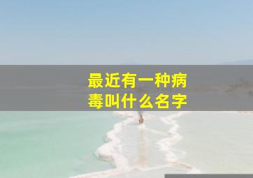 最近有一种病毒叫什么名字