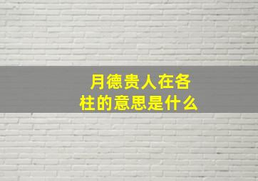 月德贵人在各柱的意思是什么