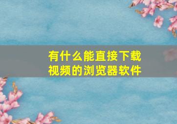 有什么能直接下载视频的浏览器软件