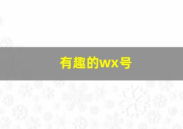 有趣的wx号