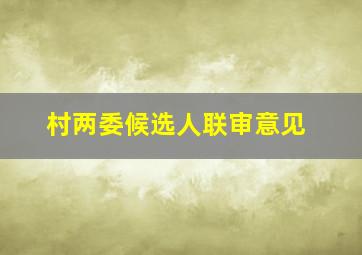 村两委候选人联审意见