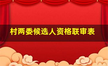 村两委候选人资格联审表