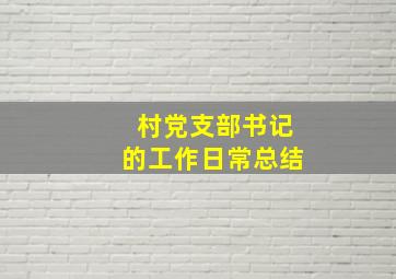 村党支部书记的工作日常总结