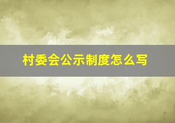 村委会公示制度怎么写