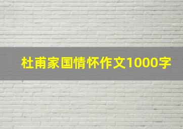 杜甫家国情怀作文1000字