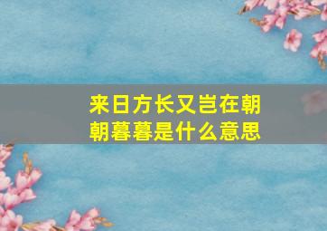 来日方长又岂在朝朝暮暮是什么意思