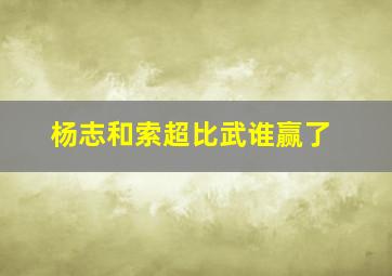 杨志和索超比武谁赢了