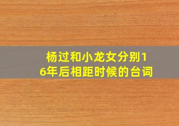 杨过和小龙女分别16年后相距时候的台词