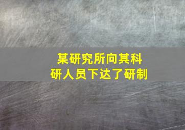 某研究所向其科研人员下达了研制