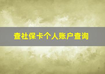 查社保卡个人账户查询