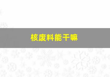 核废料能干嘛