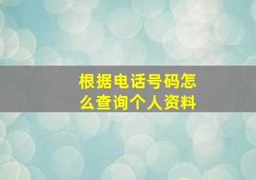 根据电话号码怎么查询个人资料