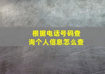 根据电话号码查询个人信息怎么查