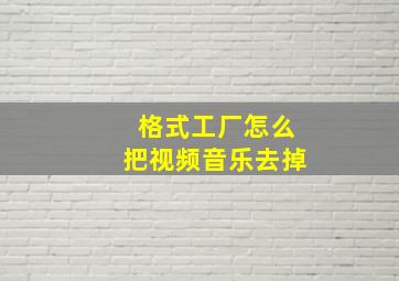 格式工厂怎么把视频音乐去掉