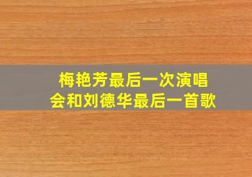 梅艳芳最后一次演唱会和刘德华最后一首歌