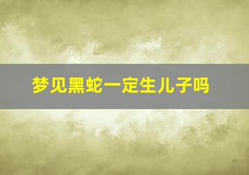 梦见黑蛇一定生儿子吗