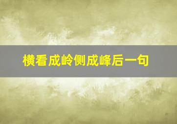 横看成岭侧成峰后一句