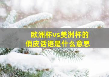 欧洲杯vs美洲杯的俏皮话语是什么意思