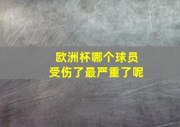 欧洲杯哪个球员受伤了最严重了呢