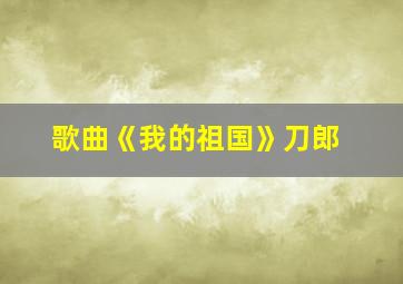 歌曲《我的祖国》刀郎