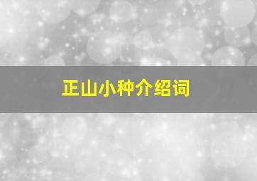 正山小种介绍词