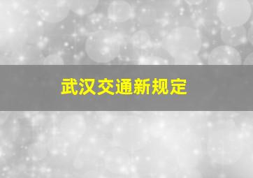 武汉交通新规定