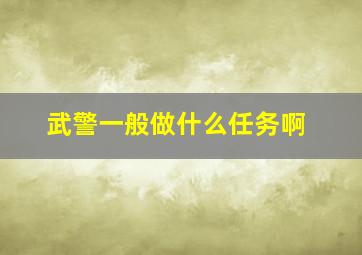 武警一般做什么任务啊