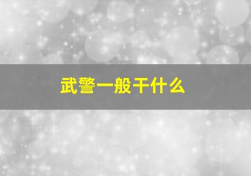 武警一般干什么