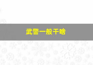 武警一般干啥